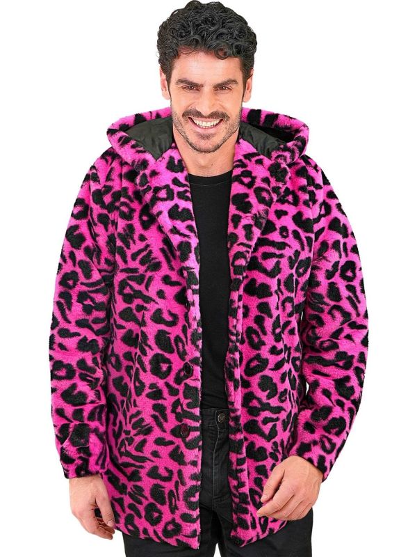 Carnaval Festival Bontjas Roze Panterprint Heren