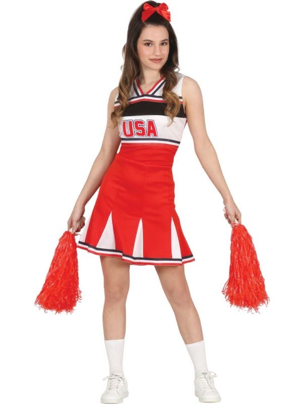 Cheerleader Jurkje Meisjes Rood Wit 14-16 Jaar