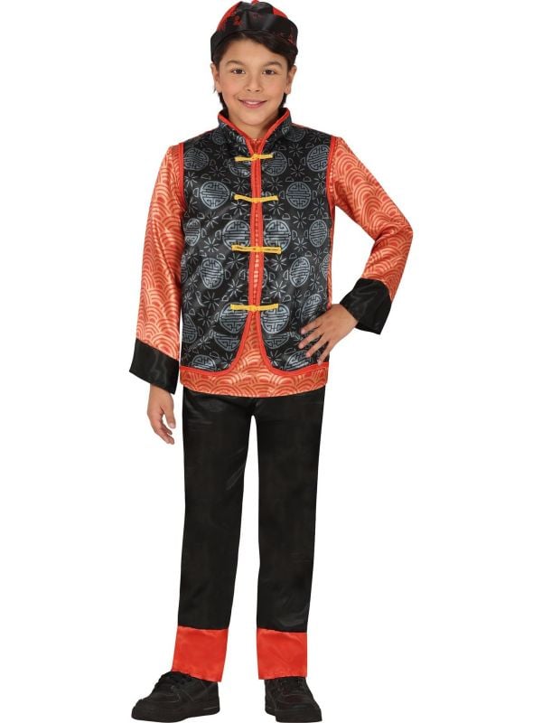 Chineze kinderoutfit rood zwart jongens