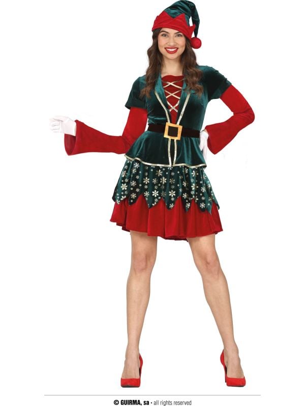 Chique kerst elf jurk vrouwen