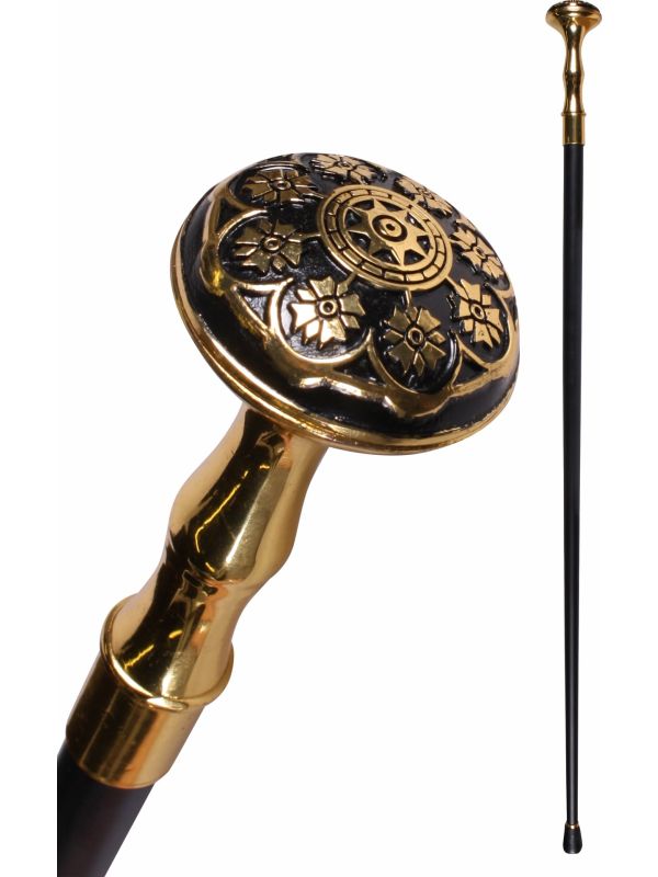 Chique Wandelstok Zwart Goud Gentleman Vintage