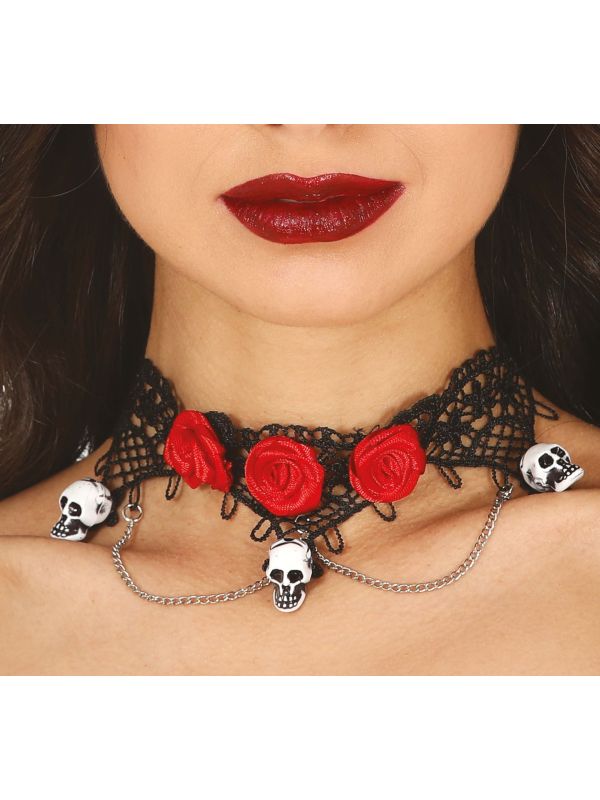 Choker schedels en rozen