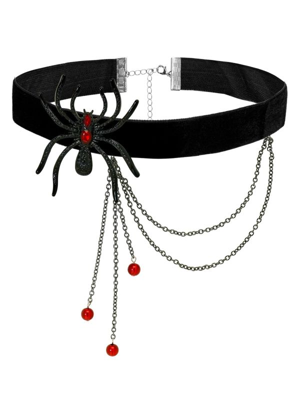 Choker Zwart met Spin Rood