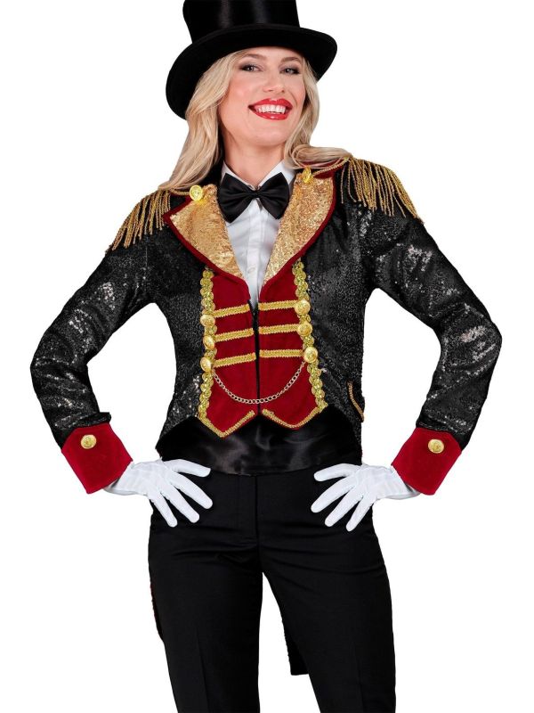 Circus Pailletten Jas Zwart Rood Dames