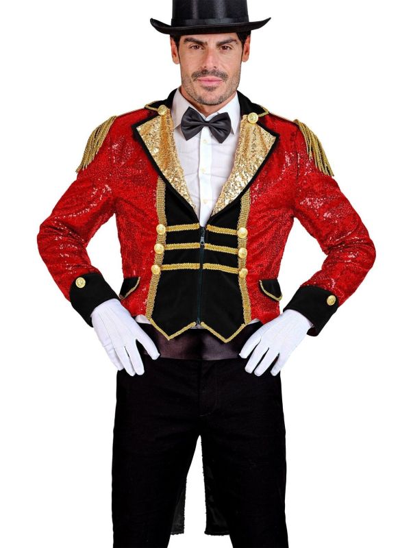 Circus Pailletten Jas Zwart Rood Mannen
