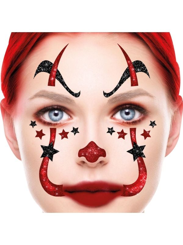 Clown glitter gezicht decoratie