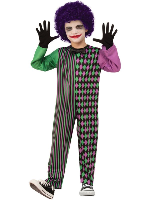 Clown Kostuum Paars Groen Kinderen