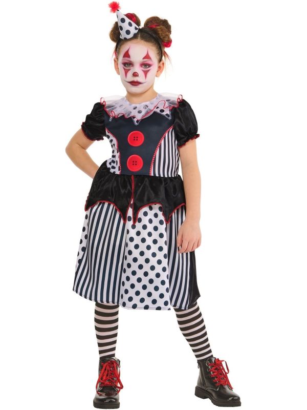 Clown Outfit Meisjes Zwart Wit Rood