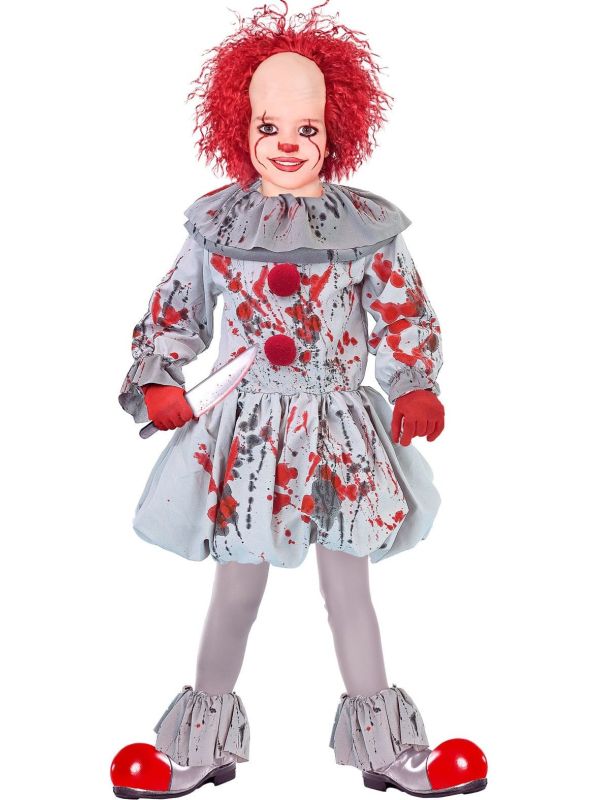 Clown Pak Retro Halloween Grijs Kinderen Jongens Meisjes