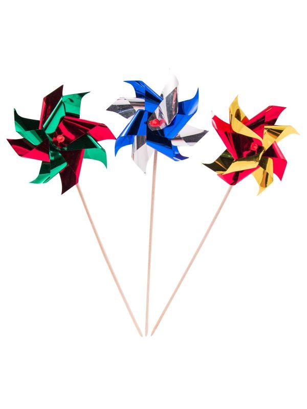 Cocktail prikkers 25 stuks windmolens metallic