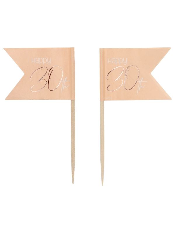 Cocktail prikkers 36 stuks lush blush 30 jaar main product photo