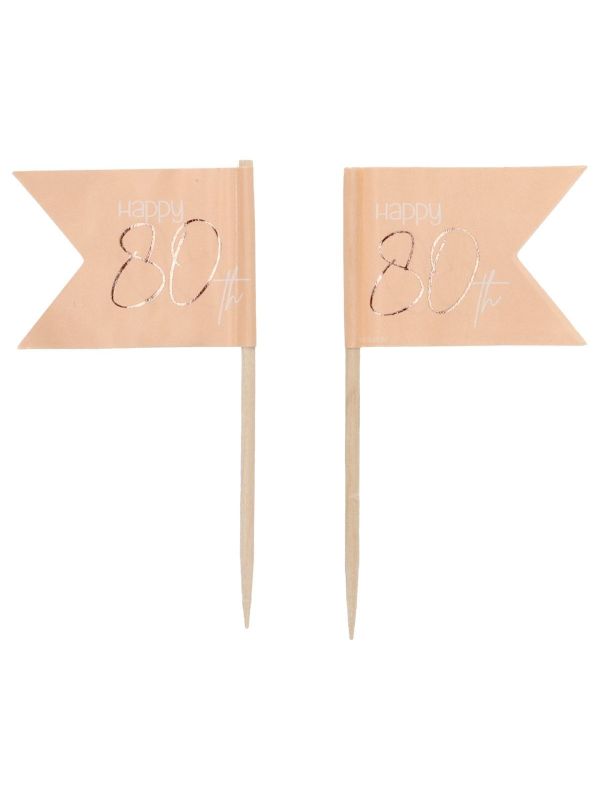 Cocktail prikkers 36 stuks lush blush 80 jaar main product photo