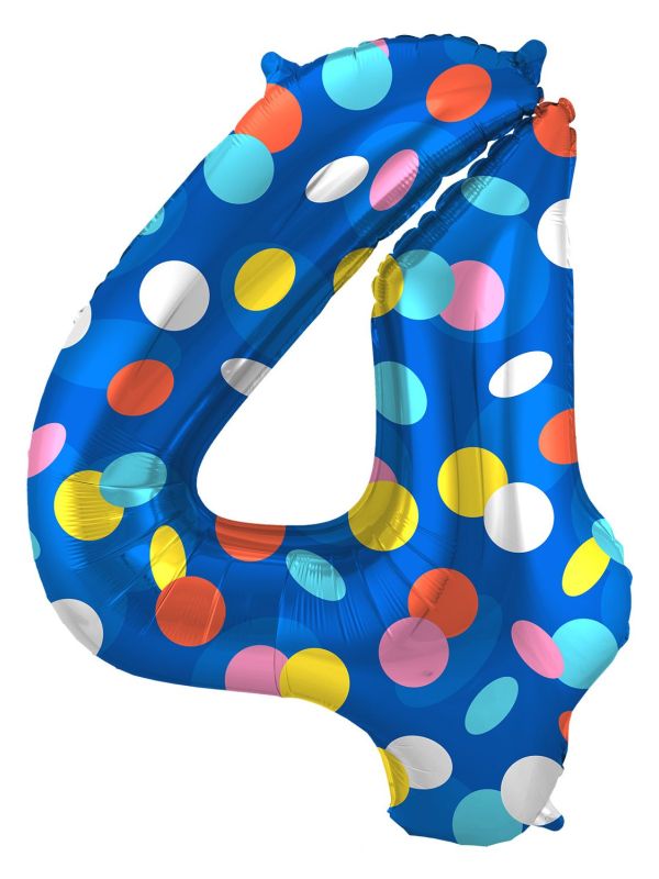Colorful dots cijfer 4 folieballon