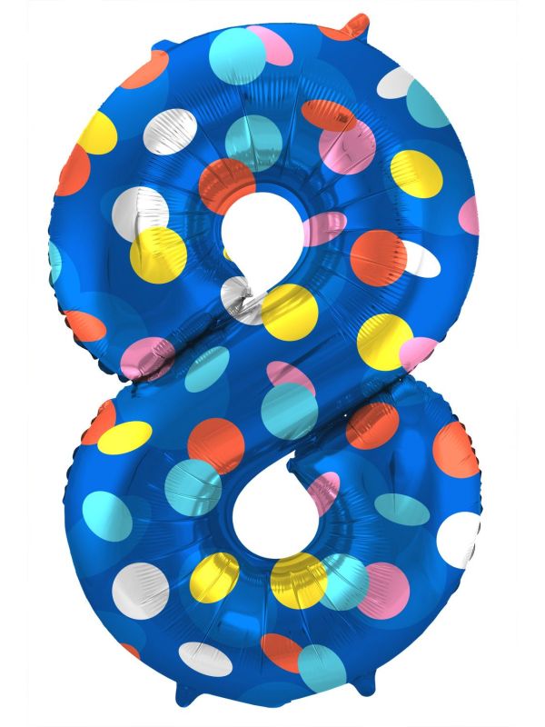Colorful dots cijfer 8 folieballon