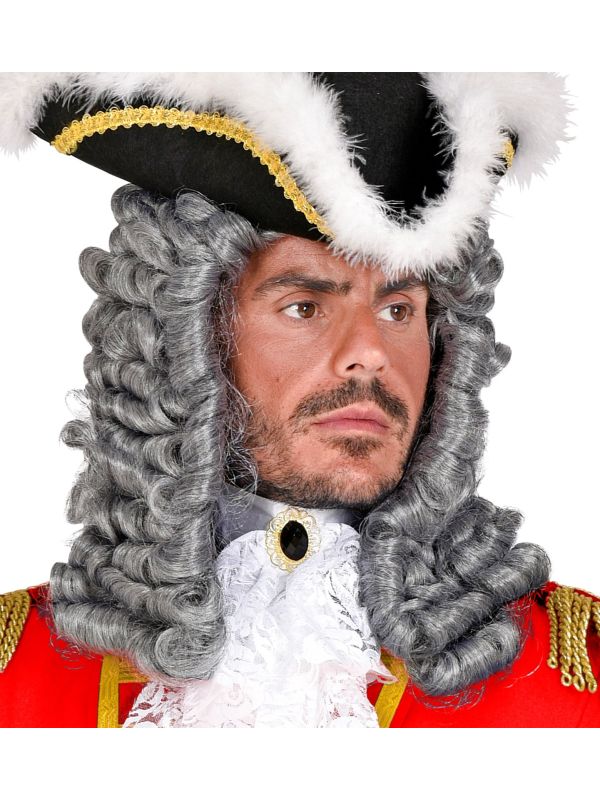 Commadant Rechter Pruik Grijs Heren Feest