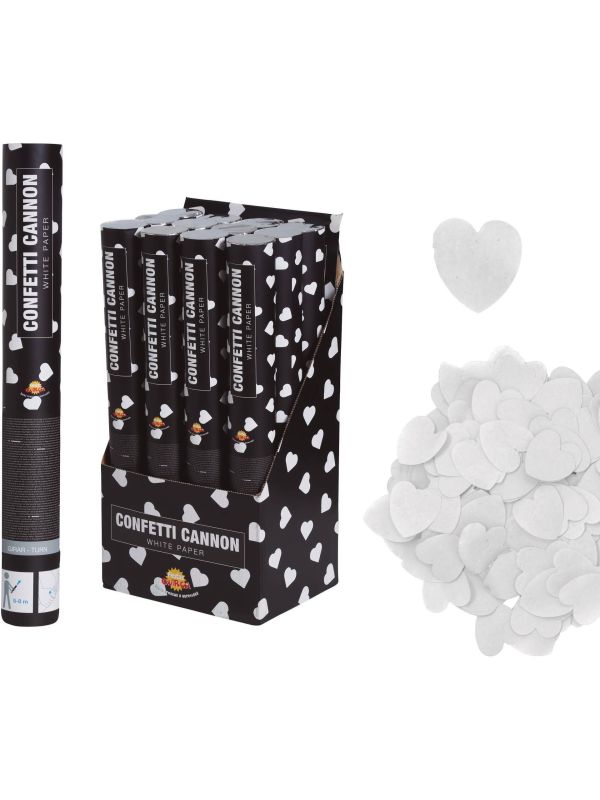 Confetti Kanon 40cm Witte Hartjes