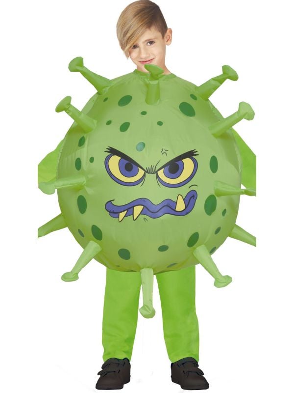 Corona virus opblaasbaar kostuum kind