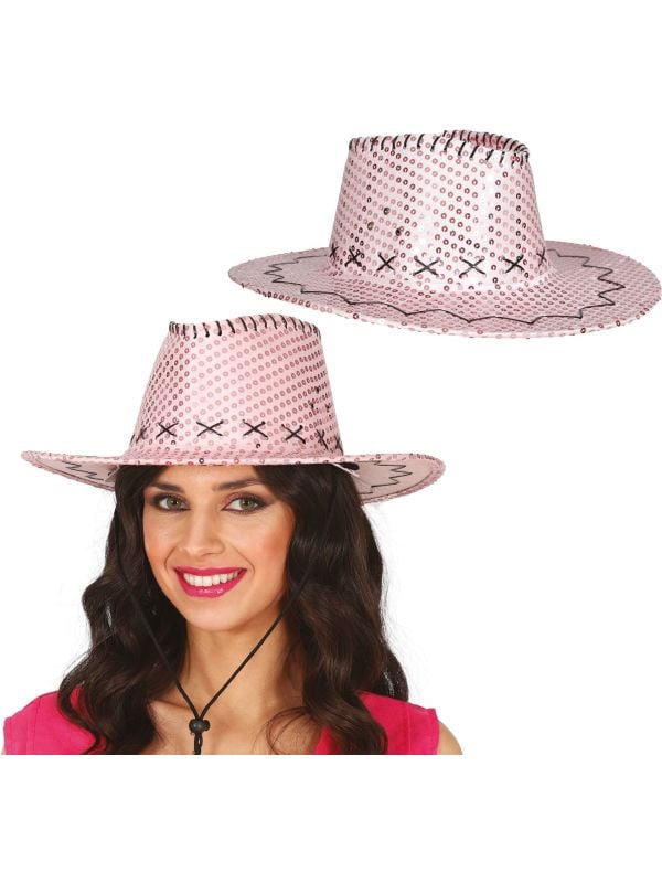 Cowboyhoed Roze Pailletten
