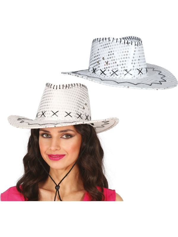 Cowboyhoed Zilver Pailletten