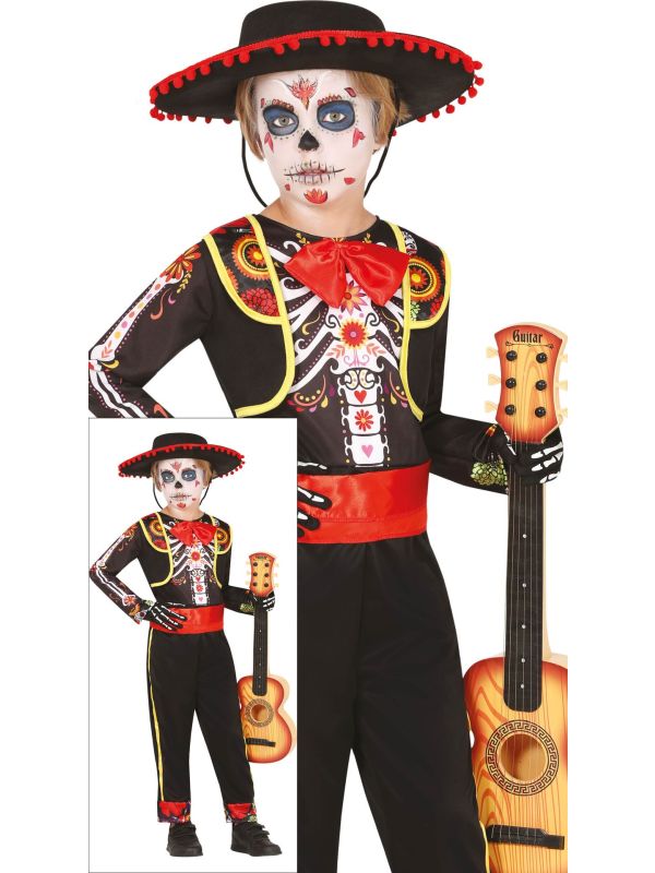 Día de Muertos skelet kostuum halloween kind