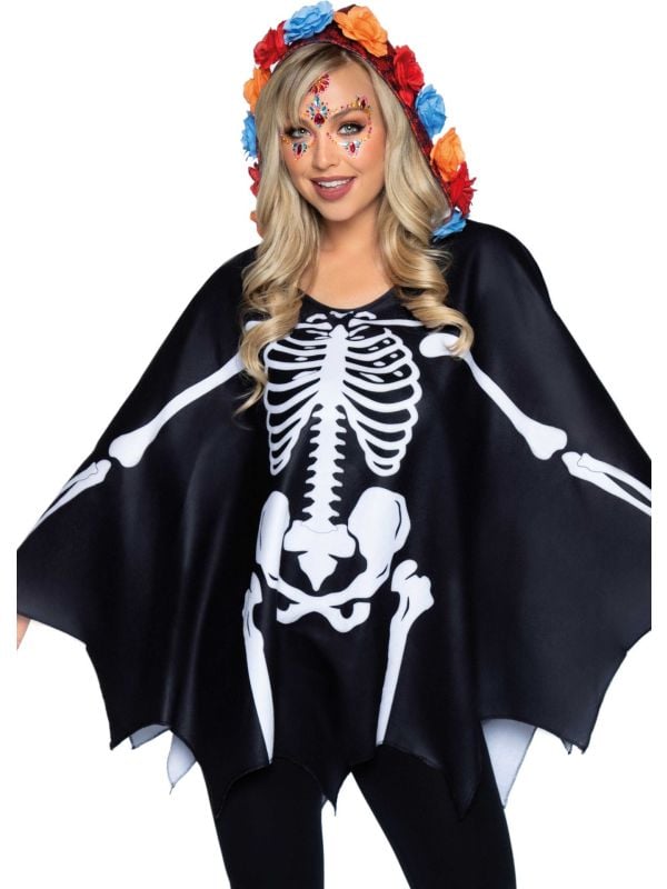 Dag van de doden poncho met capuchon