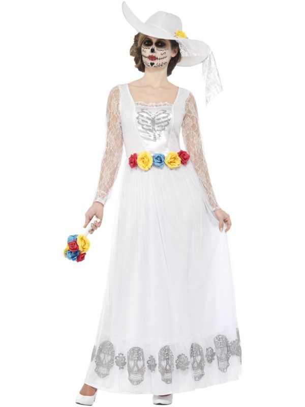 Dag van de doden witte skelet jurk main product photo