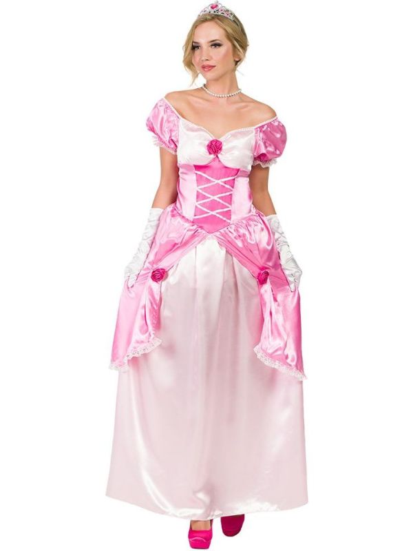 Dames Roze Prinsessen Jurk met Rozen