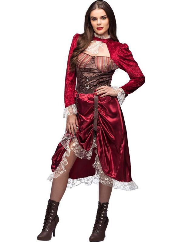 Dames Steampunk Rood Jurk Avonturen