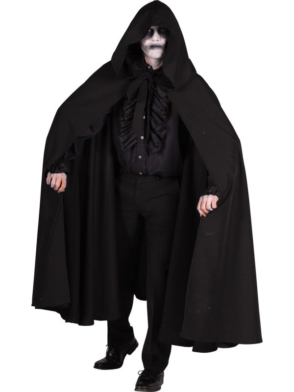 Dark Rave Cape Zwart met Ruime Capuchon Halloween