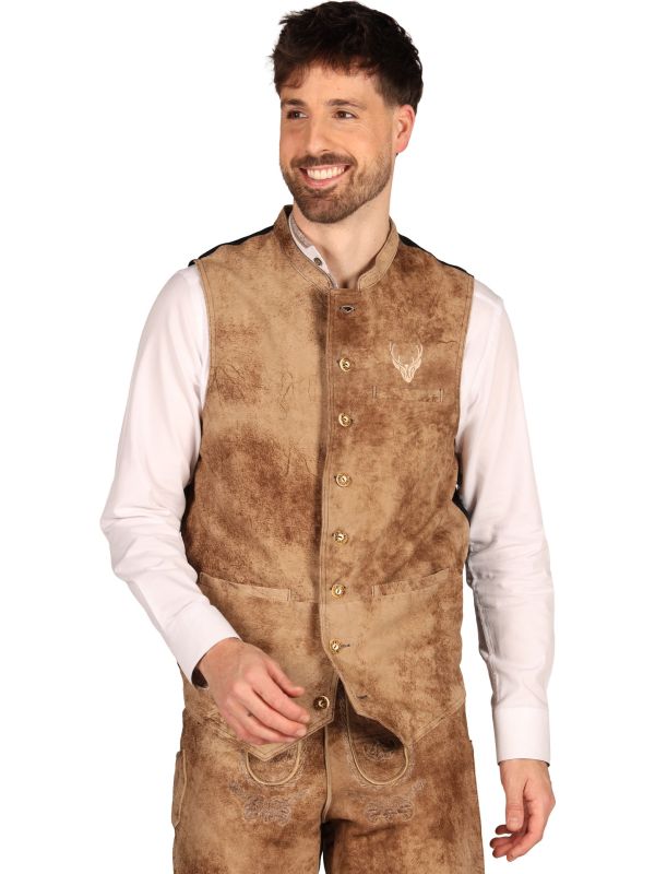 Deluxe Leren Trachten Vest Licht Bruin Heren Oktoberfest