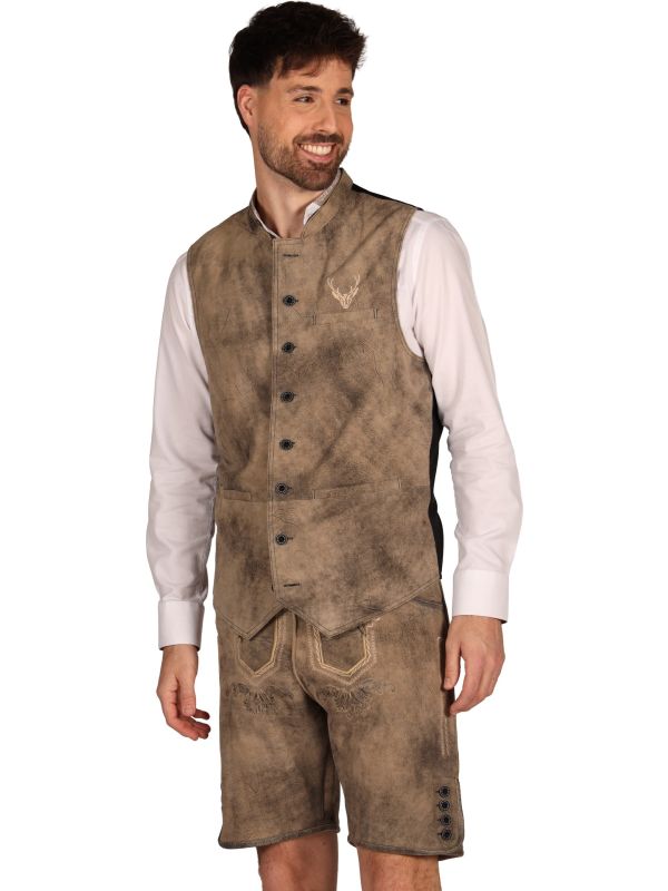 Deluxe Leren Trachten Vest Licht Grijs Heren Oktoberfest