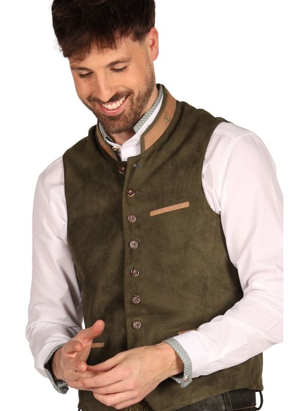 Deluxe Suède Trachten Gilet Oktoberfest Groen Heren