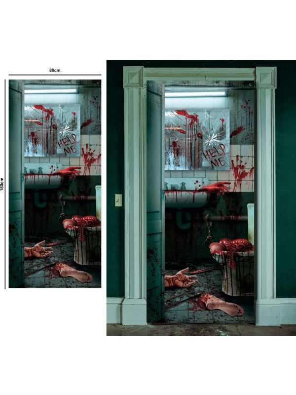 Deurdecoratie horror toilet 80 x 180 cm halloween