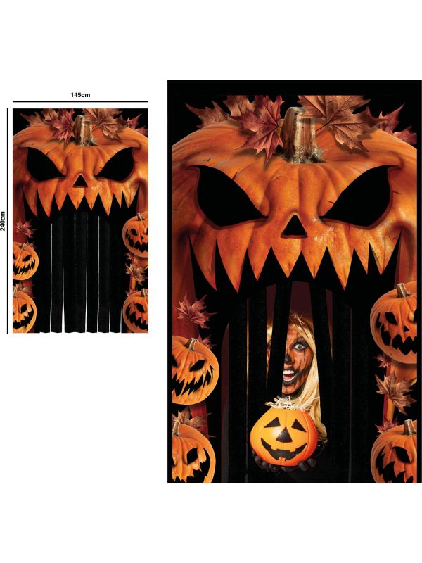 Deurdecoratie met gordijn griezelige pompoenen 145 x 240 cm halloween