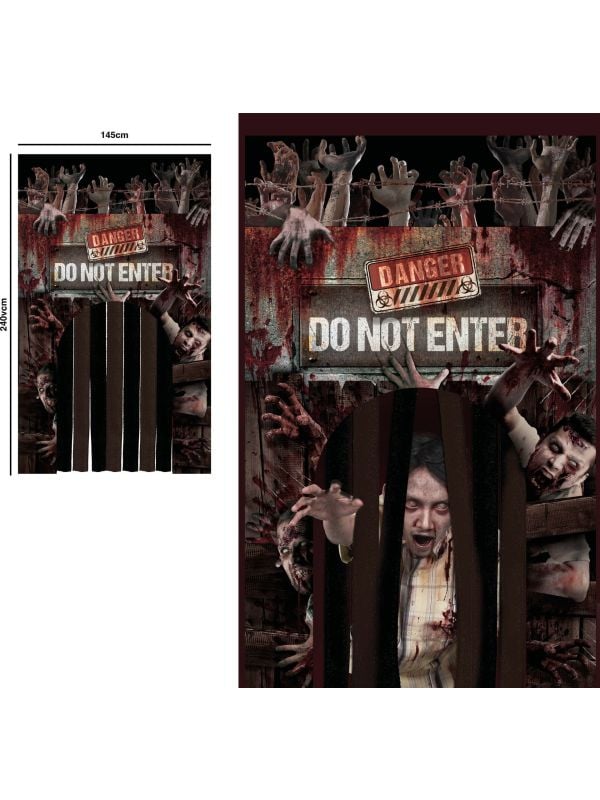 Deurdecoratie met gordijn zombies 145 x 240 cm halloween
