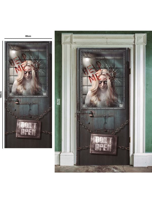 Deurdecoratie psycho vrouw 80 x 180 cm halloween main product photo