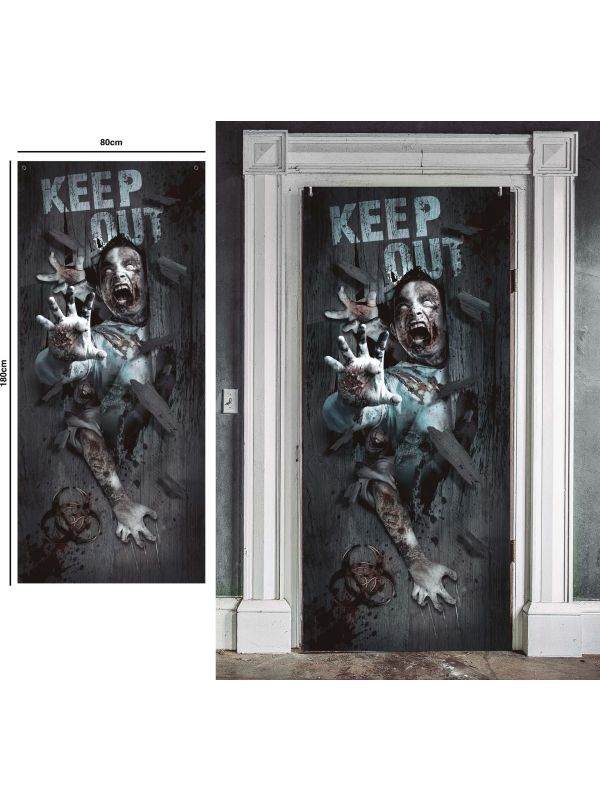Deurdecoratie zombie aanval 80 x 180 cm halloween
