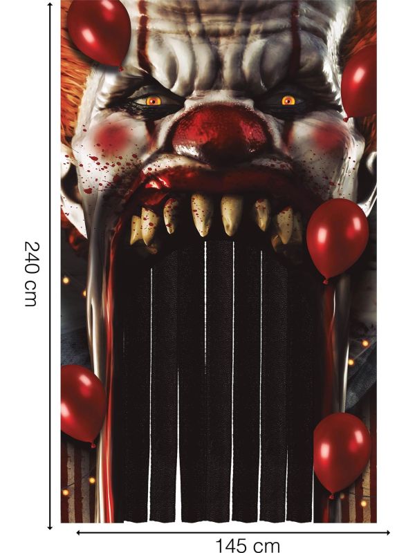Deurgordijn horror clown 145 x 240 cm halloween main product photo