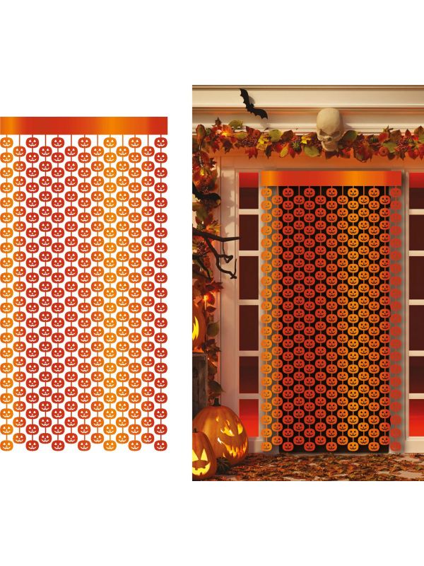 Deurgordijn metallic pompoen 100 x 200 cm halloween