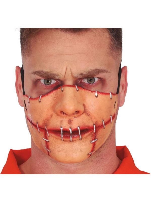 Dichtgenaaide mond halfmasker latex halloween
