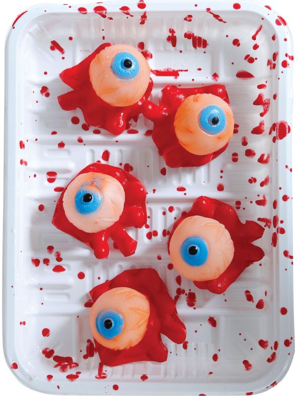 Dienblad met 5 uitgesneden ogen 18 x 13 cm halloween