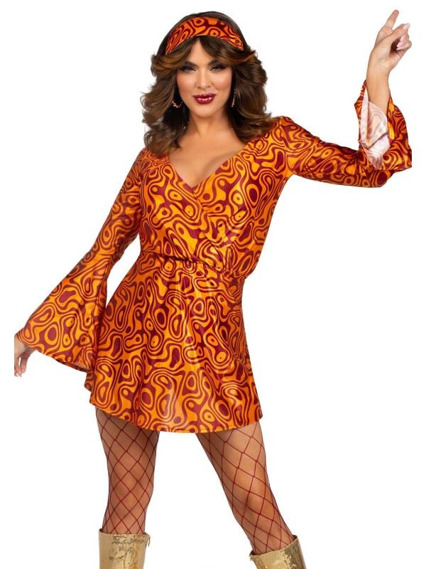 Disco Diva Oranje Jurkje voor Dames