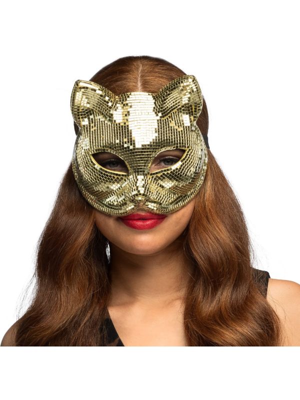 Disco Kat Masker Goud