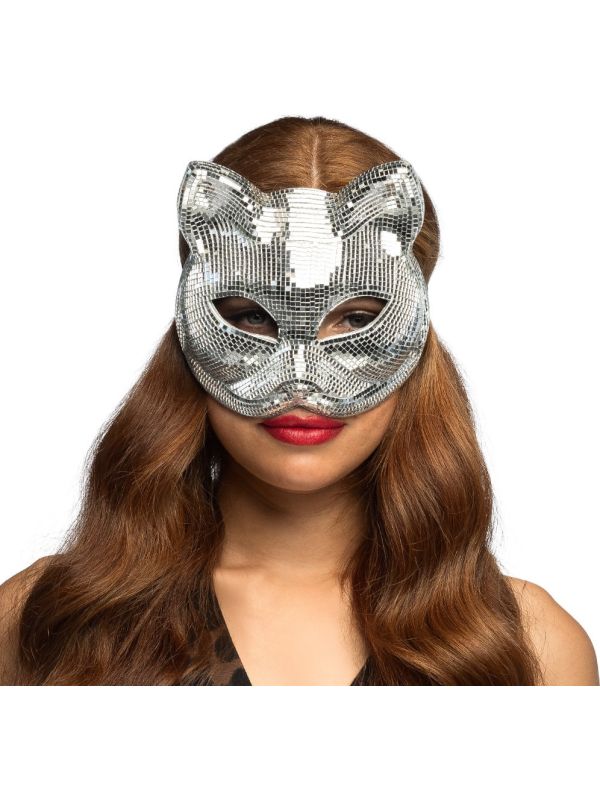 Disco Kat Masker Zilver
