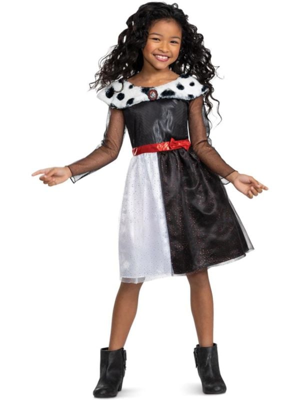 Disney Villain Cruella Meisjes Kostuum Zwart en Wit main product photo