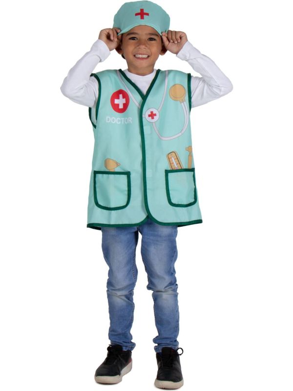 Doktersvest met muts Groen Kind