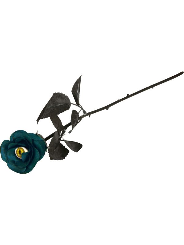 Donkerblauwe roos met kattenoog 42 cm halloween