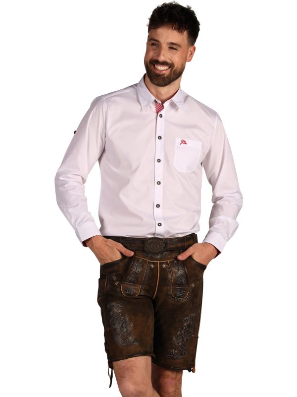 Donkerbruine Leren Oktoberfest Tiroler Broek Heren