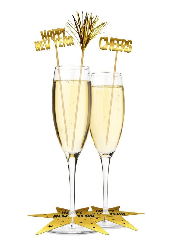 Drinkglazen decoratie Nieuwjaar