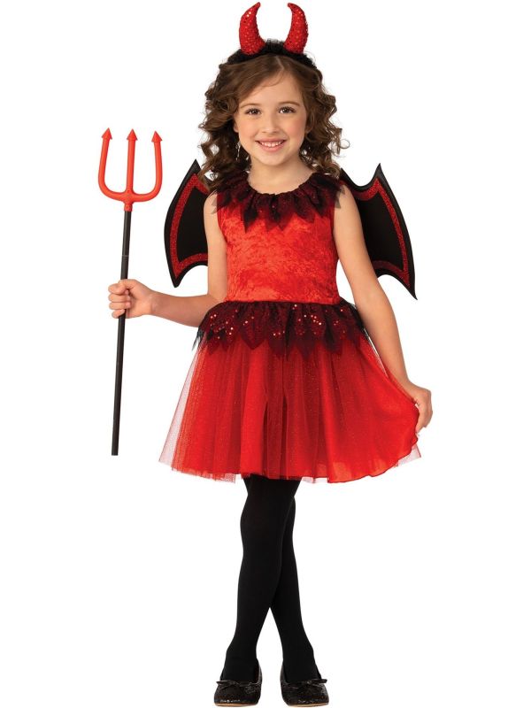 Duivel Kostuum met Vleugels Rood Meisjes